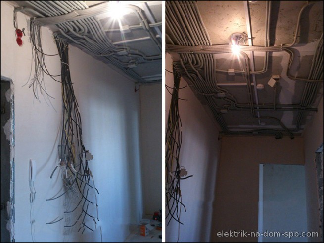 Монтаж и замена электропроводки по потолку